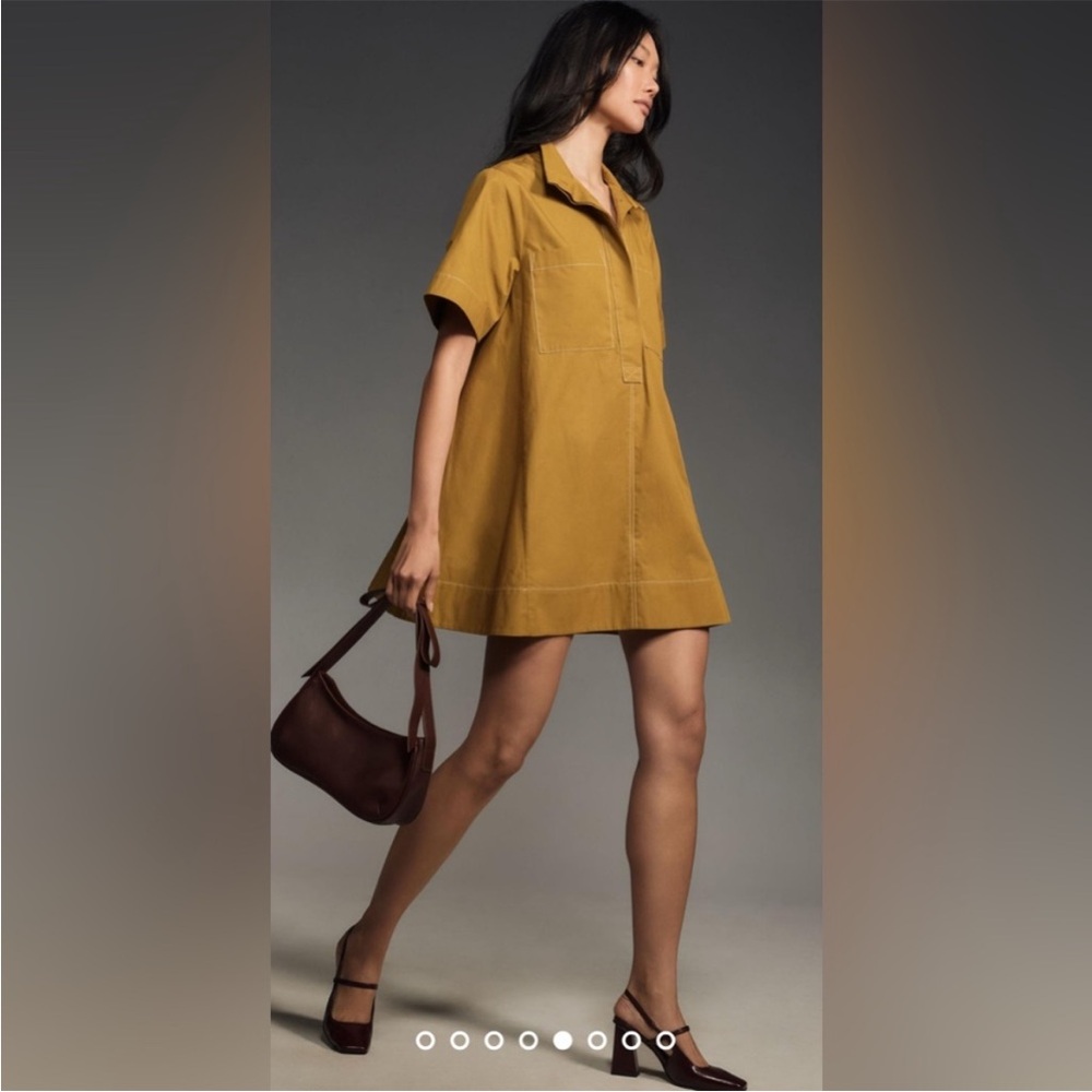 Anthropologie The Jeannie Short-Sleeve A-Line Mini Dress by Maeve